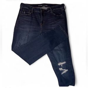 Old Navy Rockstar Mid-Rise Dark Blue Ripped Skinny Jeans